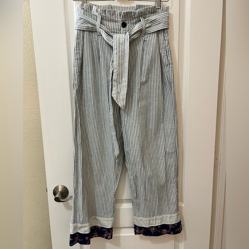 Madewell 100% Cotton Striped Paper Bag Pants Women’s 2